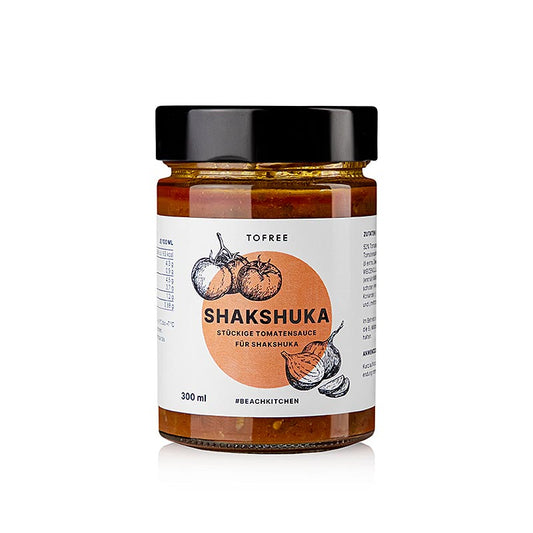 Shakshuka, Tomatensaucenbasis für die Eierspeise, TOFREE-north, 300 ml - Eine Flasche mit 300 ml Tomatensauce, ideal für die Zubereitung von Shakshuka