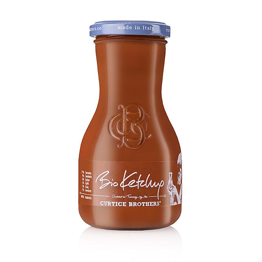 Organic, all-natural ketchup from Curtice Brothers, made with quality bio ingredients, in a 270 ml bottle (English)