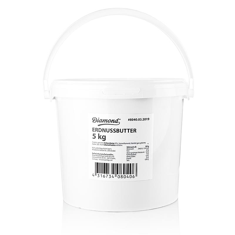 alt=Erdnusspaste, Diamond, 5 kg, a large jar of creamy peanut butter, perfect for commercial food service or bulk household use