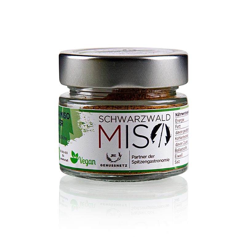 Miso Soja Pulver, würzig, Schwarzwald Miso, BIO, 30 g Produktverpackung auf weißem Hintergrund