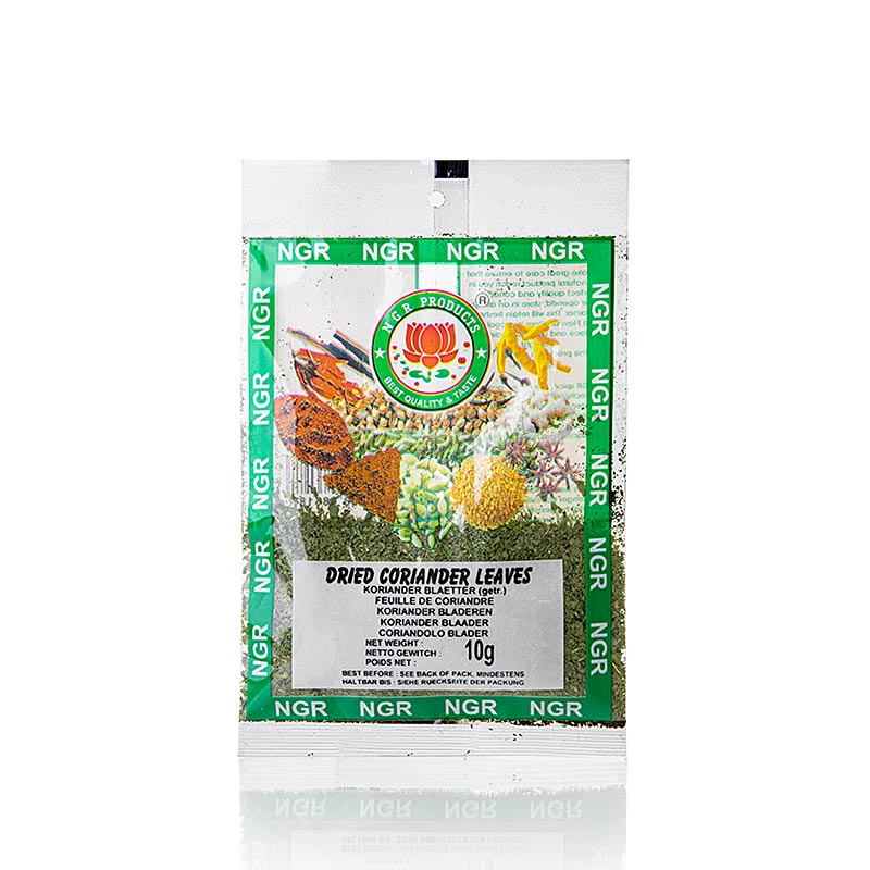 Dried NGR 10g Korianderblätter (coriander leaves) product packaging on white background