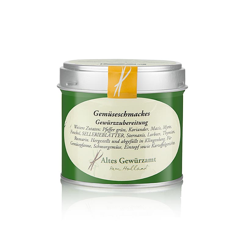 Gemüseschmackes, Gewürzzubereitung, Altes Gewürzamt, 75 g - Bio-Gewürzmischung für aromatische Gemüsegerichte und Eintöpfe, hergestellt von Altes Gewürzamt in einer 75 g Packung