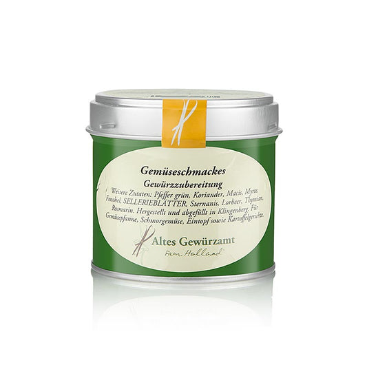 Gemüseschmackes, Gewürzzubereitung, Altes Gewürzamt, 75 g - Bio-Gewürzmischung für aromatische Gemüsegerichte und Eintöpfe, hergestellt von Altes Gewürzamt in einer 75 g Packung