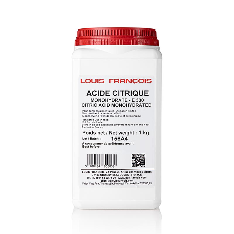 Louis Francois 1 kg powder of Säuerungsmittel Zitronensäure (Acid Citrique) E330 product (English)