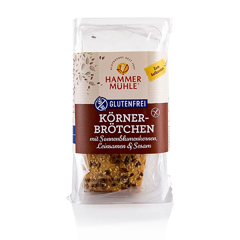  Körnerbrötchen, gluten- & laktosefrei, Hammermühle, 140 g, 2 St - Delicious and healthy gluten- and lactose-free grain rolls from Hammermühle, 140g, 2 pieces