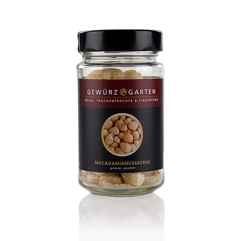 Premium 110 g package of whole, roasted, and salted Gewürzgarten Macadamia Nuts