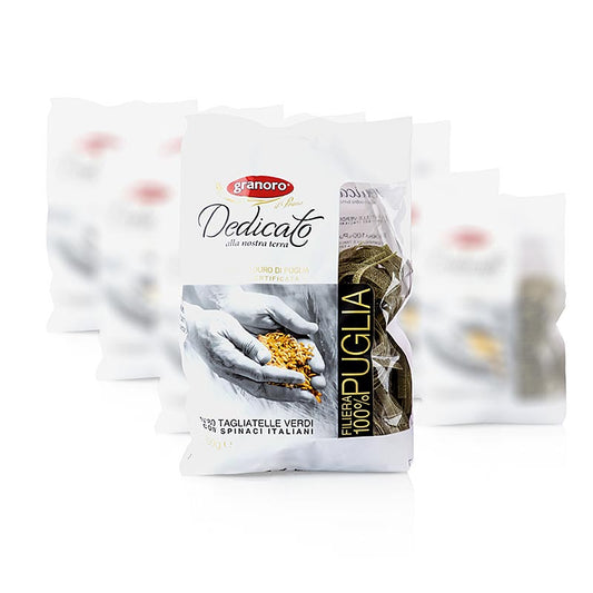 Granoro Dedicato Tagliatelle Nidi Spinaci No80, 6 kg, 12 x 500g, high-quality spinach-infused pasta nests