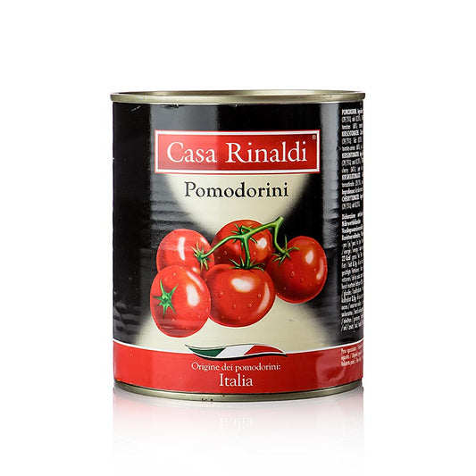 800 gram can of Casa Rinaldi whole cherry tomatoes (Pomodorini) in brine