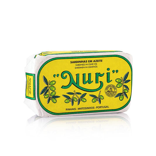 125g can of Nuri Portuguese sardines, whole, 3-5 pieces, preserved in rich and flavorful olive oil