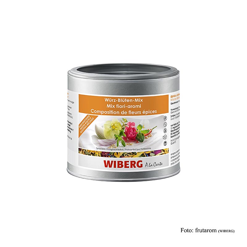 Close-up image of Wiberg Würz-Blüten-Mix, a 30g blend of flowers and herbs, perfect for seasoning dishes (English)