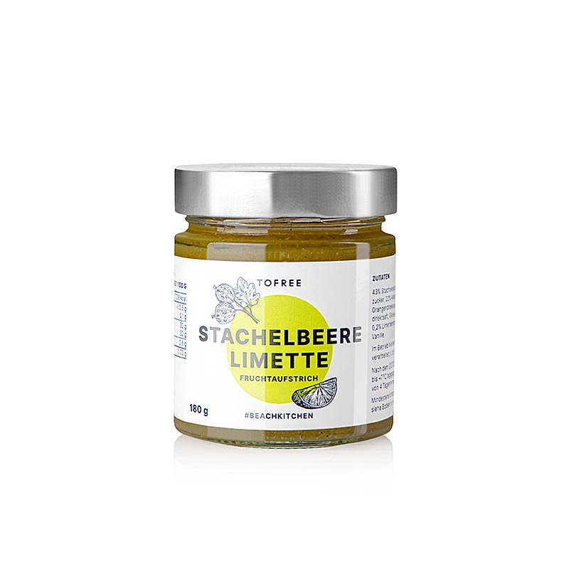 TOFREE-north Fruchtaufstrich Stachelbeere Limette 180 g, a delicious and tangy fruit spread