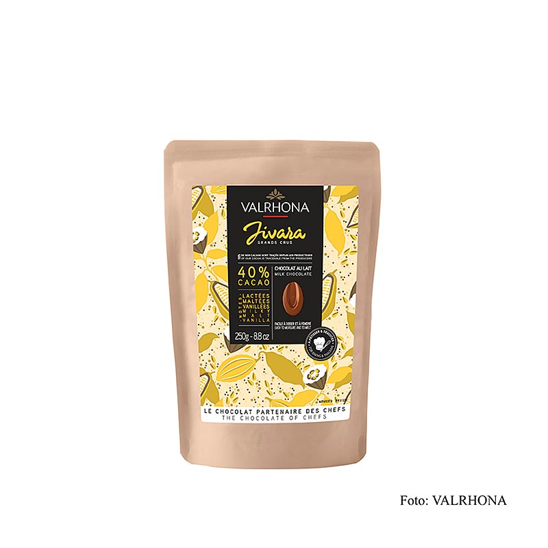 Valrhona Jivara, Milchschokolade 40% Callets, 250 g - Premium smooth and creamy milk chocolate for baking and snacking