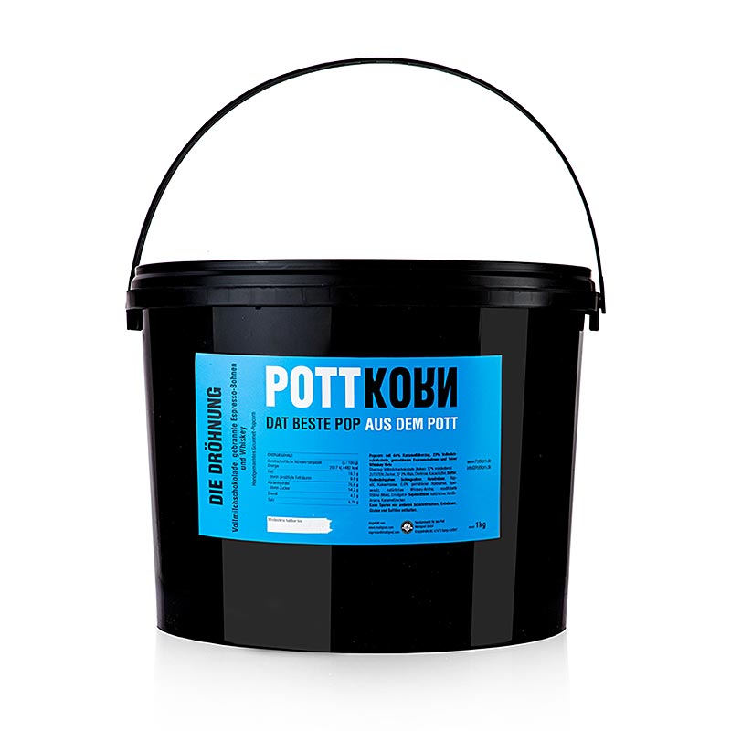 Pottkorn - Deine Dröhnung, Popcorn mit Schokolade, Espresso, Whisky, 1 kg - Leckeres und einzigartiges Popcorn mit Schokolade, Espresso und Whisky in einer 1 kg Packung