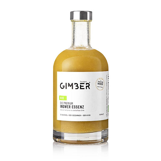 Organic 700 ml bottle of Gimber ginger concentrate, a versatile and potent ingredient for drinks and recipes