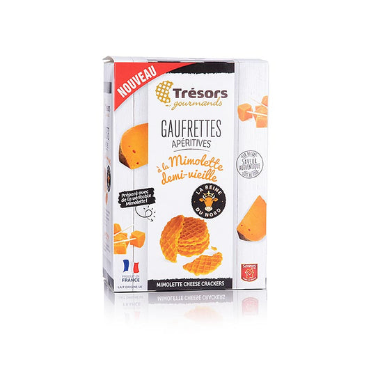 Barsnack Trésors - Gaufrettes, franz Mini-Waffeln mit Mimolette Käse, 60 g - delicious French mini waffles with Mimolette cheese, perfect for snacking