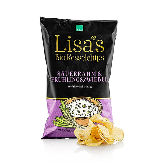 BIO Lisa´s Kartoffel-Chips mit Sauerrahm & Frühlingszwiebel, 125 g, knusprige und leckere Snackoption