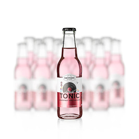 Large 36 liter case of Hammars Tonic Pink Grapefruit & Hibiscus from Sweden, containing 18 x 200ml bottles