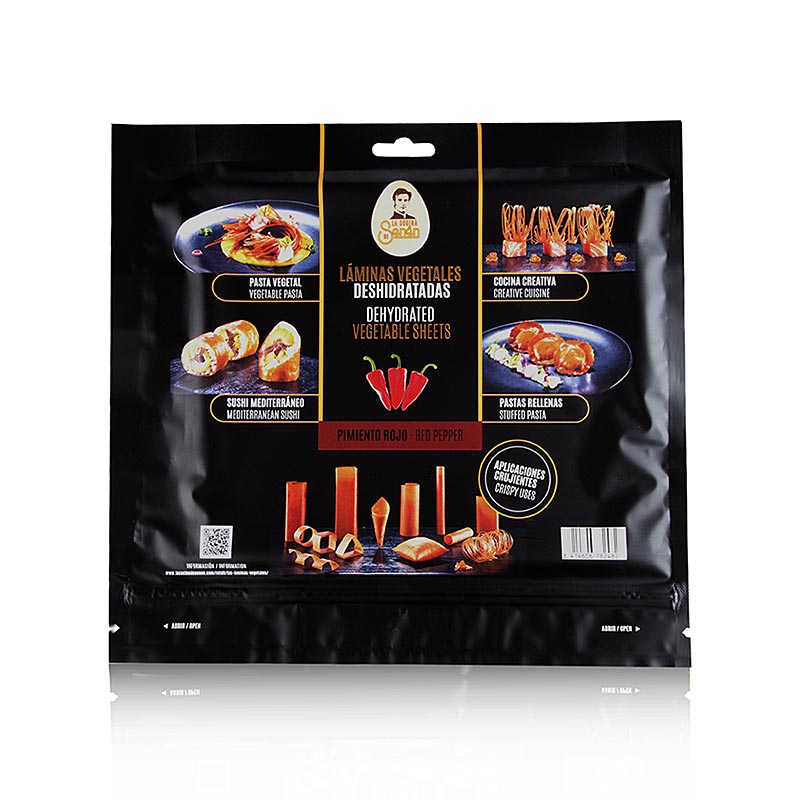 German: Vegetarisches Esspapier Paprika von La Cocina de Senén, 220 g, 10 Blatt - innovatives und leckeres Produkt für vegetarische Snacks und Gerichte