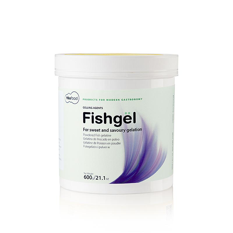 Alt text: TÖUFOOD FISHGËL, a 600 g fish gelatin gelling agent for food production