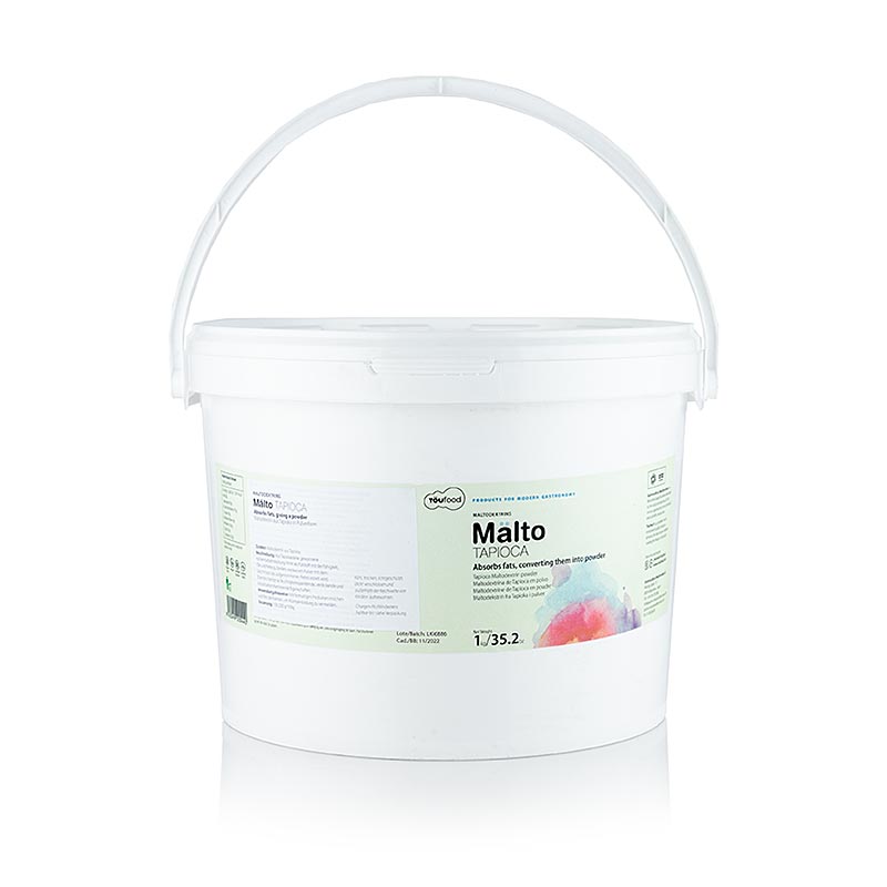 German

Alt text: TÖUFOOD MÄLTO TAPIOCA, Maltodextrin aus Tapioka, 1 kg - hochwertiges, vielseitig einsetzbares Tapiokamaltodextrin in praktischer 1 kg Verpackung