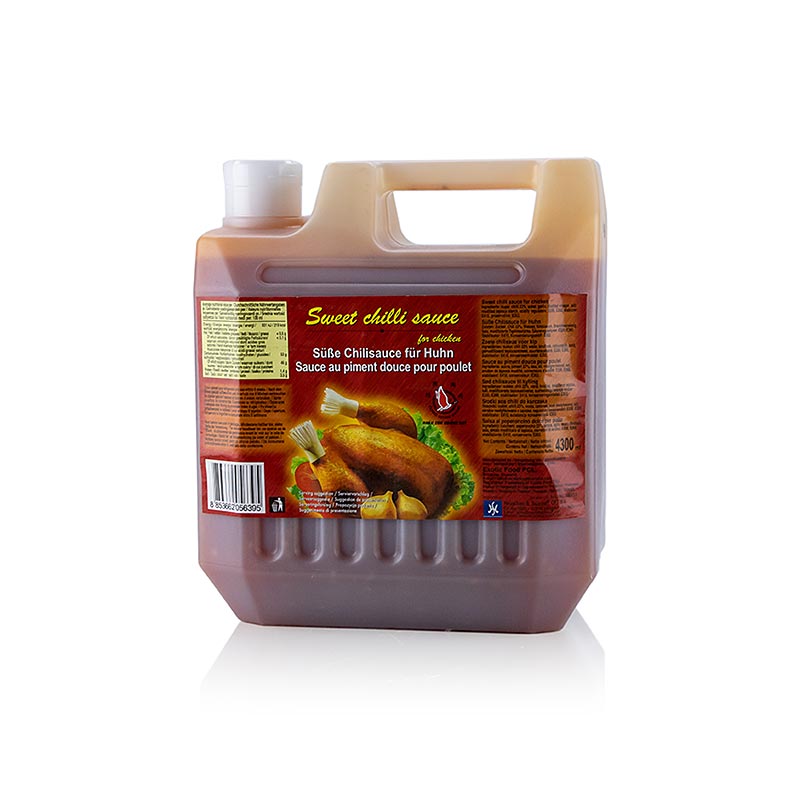 Alt text: Large 43 liter bottle of sweet chili sauce, perfect for chicken dishes