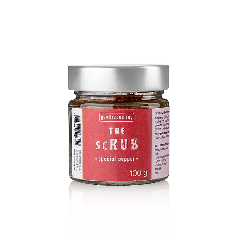 Ernst Petry's Serious Taste 'the scrub - Special Pepper' 100g product packaging with bold design and vibrant colors (English)