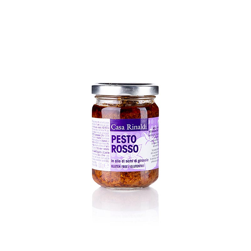 Pesto Rosso, Tomaten Pesto mit Sonnenblumenöl, Casa Rinaldi, 130 g - Ein köstliches, hausgemachtes Pesto aus sonnengereiften Tomaten und hochwertigem Sonnenblumenöl, hergestellt von Casa Rinaldi