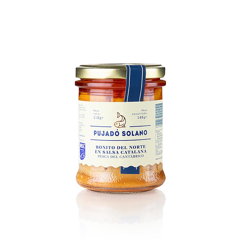 Bonito del Norte en Salsa Catalana, Thunfisch in Marinade, Pujado Solano, 210 g - köstlicher weißer Thunfisch in einer traditionellen katalanischen Sauce, perfekt für mediterrane Genüsse