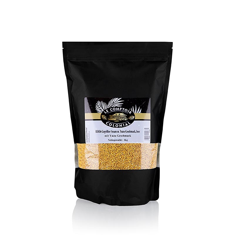 English: 
1 kg of roasted sesame seeds with a delicious yuzu flavor