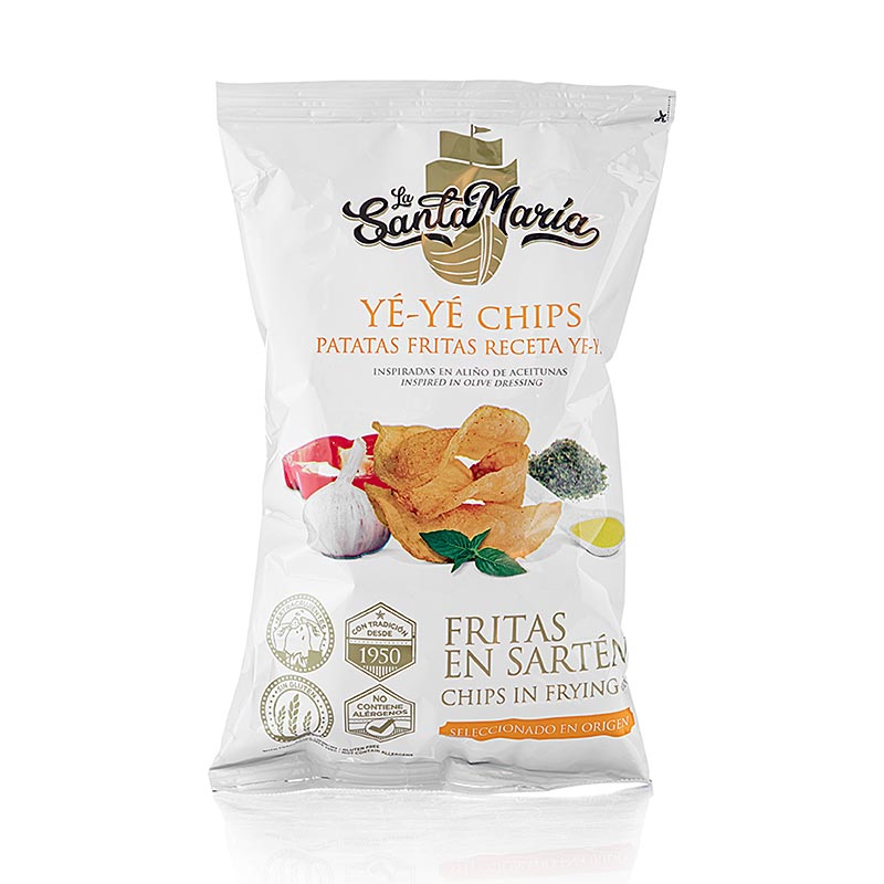 130g pack of La Santamaria Kartoffelchips Aperitivo Receta Ye-Ye, spiced and seasoned for a flavorful snacking experience