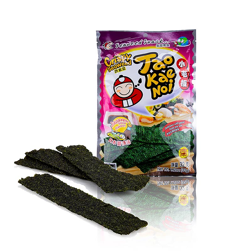 Taokaenoi Crispy Seaweed Japanese Sauce, Algen Chips mit Sojasaucengeschmack, 32 g - Delicious crispy seaweed snack with savory soy sauce flavor (English)