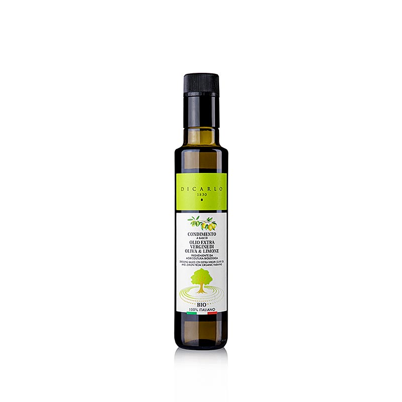 Organic Natives Olivenöl Extra Oil EVO Di Carlo with Lemon, 250 ml, ideal for enhancing flavor in Mediterranean dishes