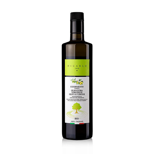 750 ml bottle of Natives Olivenöl Extra Oil EVO Di Carlo, with lemon, certified organic, ideal for cooking and dressing salads