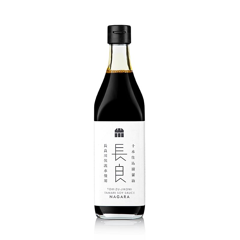 English

Alt text: 500 ml bottle of Nagara Soja-Sauce Tamari, aged for 2 years in a traditional wooden barrel, perfect for adding rich, umami flavor to your dishes