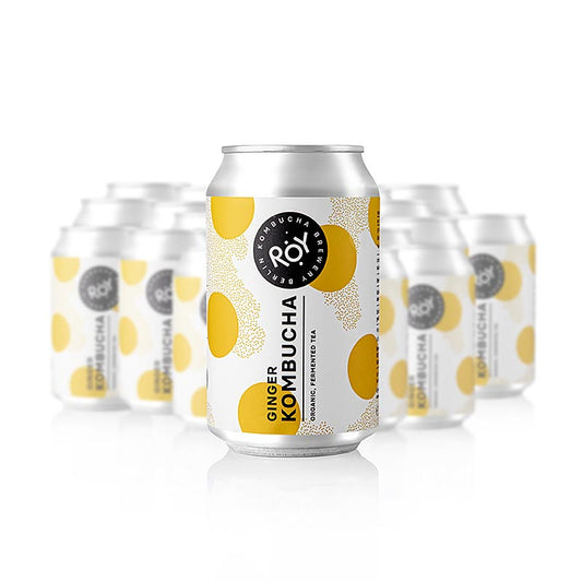 Bio-Ginger-Kombucha aus Berlin, 7,92 l, 24 x 330 ml Flaschen, gesunde und erfrischende fermentierte Getränke