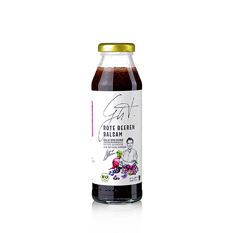 Bio-Roter-Beeren-Balsam von Gutsküche in einer 280 ml Flasche, ideal für gesunde und leckere Gerichte