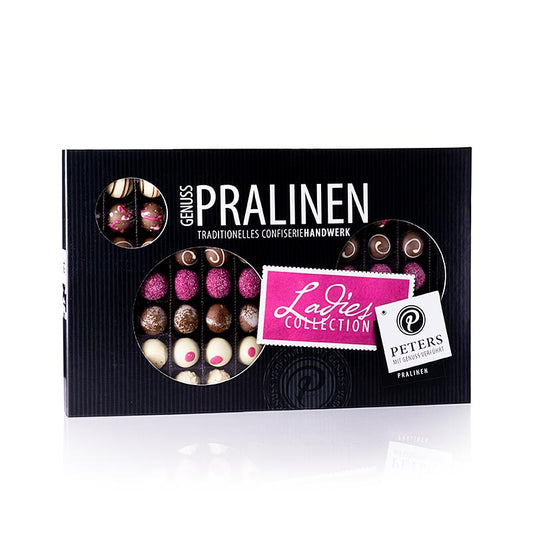 Schokoladentrüffel und Pralinen in verschiedenen Geschmacksrichtungen, verpackt in einer 950 g Packung mit dem Namen Ladies Collection von Peters