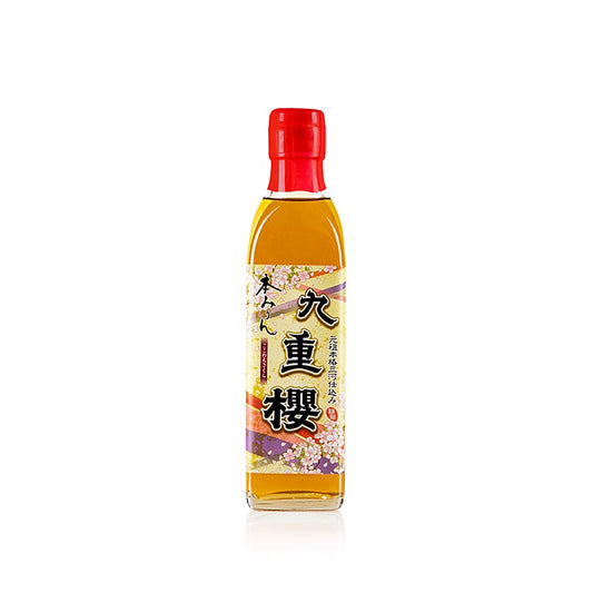 Alt text: A 300 ml bottle of Mirin Hon Sakura Kokonoe Mikawa, a 14% vol product from Japan, featuring a traditional Japanese label and packaging