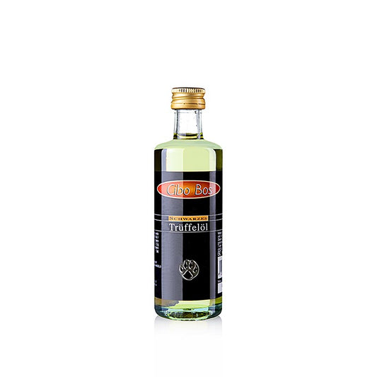 60 ml bottle of CIBO BOS Olivenöl mit schwarzem Trüffelgeschmack (Trüffelöl) showcasing rich, aromatic truffle-infused olive oil for gourmet cooking