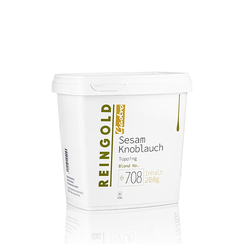 German: Reingold - Sesam mit Knoblauchgeschmack, 200 g - Bio-Sesamsamen mit aromatischem Knoblauchgeschmack, ideal zum Verfeinern von Gerichten und als gesunde Snack-Option