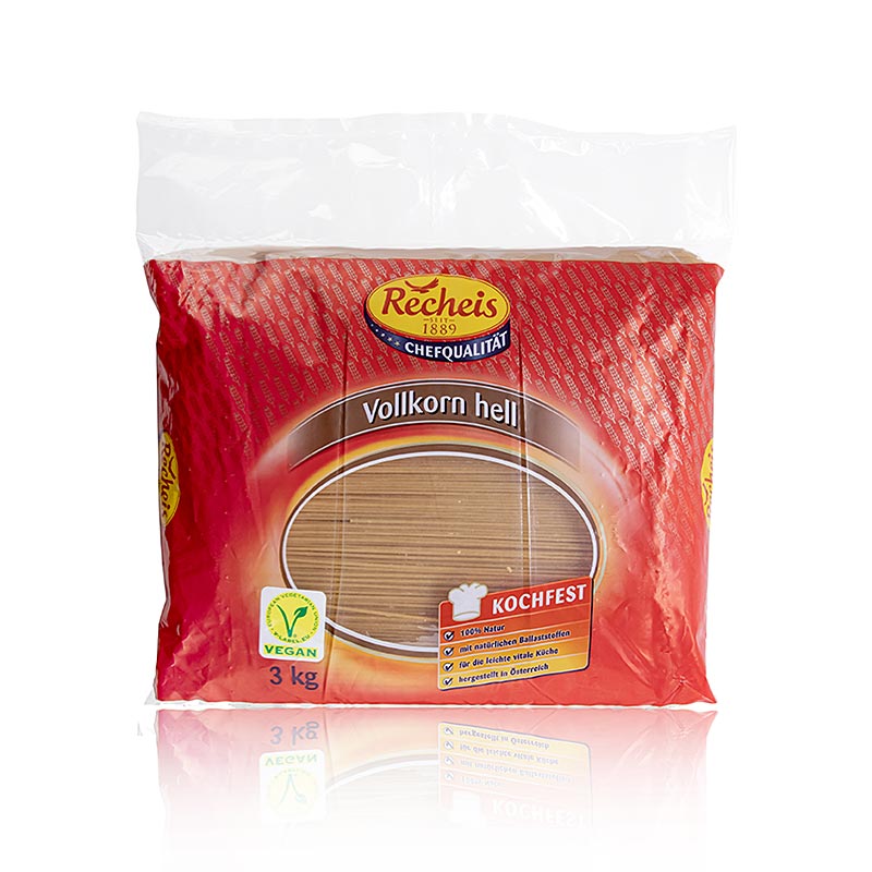 Recheis - Vollkorn Spaghetti, hell, 3 kg - Bio-Nudeln aus vollem Korn in hellem Farbton, perfekt für gesunde und leckere Pasta-Gerichte