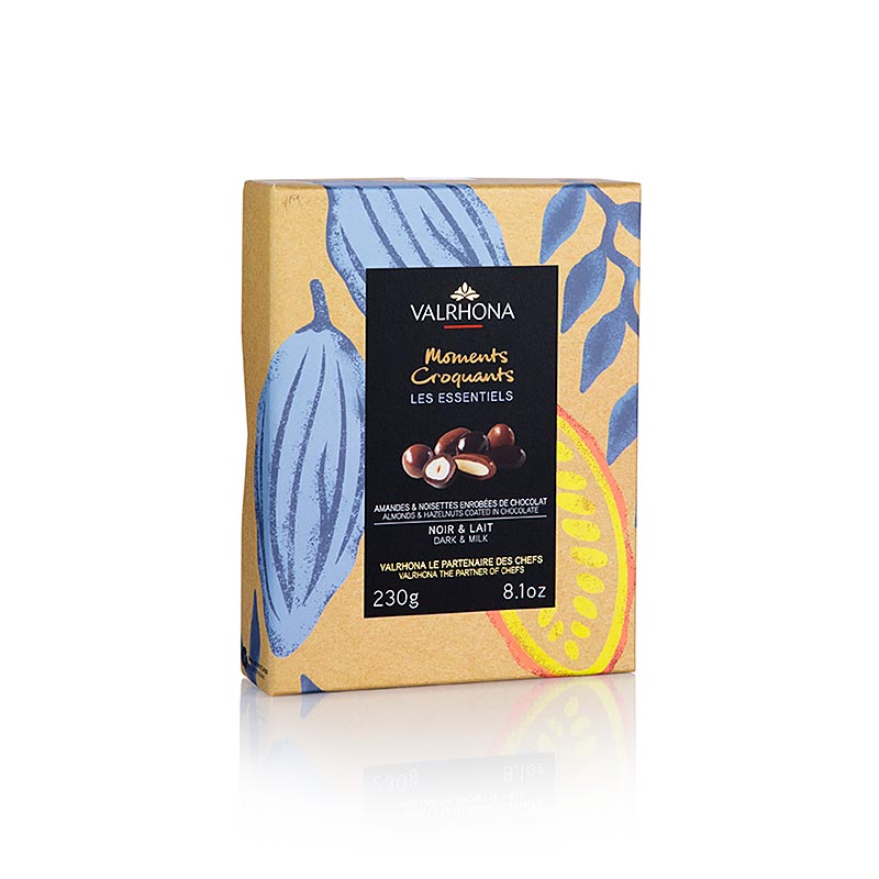 Valrhona Equinoxe Kugel, Mandeln & Haselnuss in Bitter u Milch-Schokolade, 230 g - köstliche Schokoladenpralinen mit knackigen Nüssen