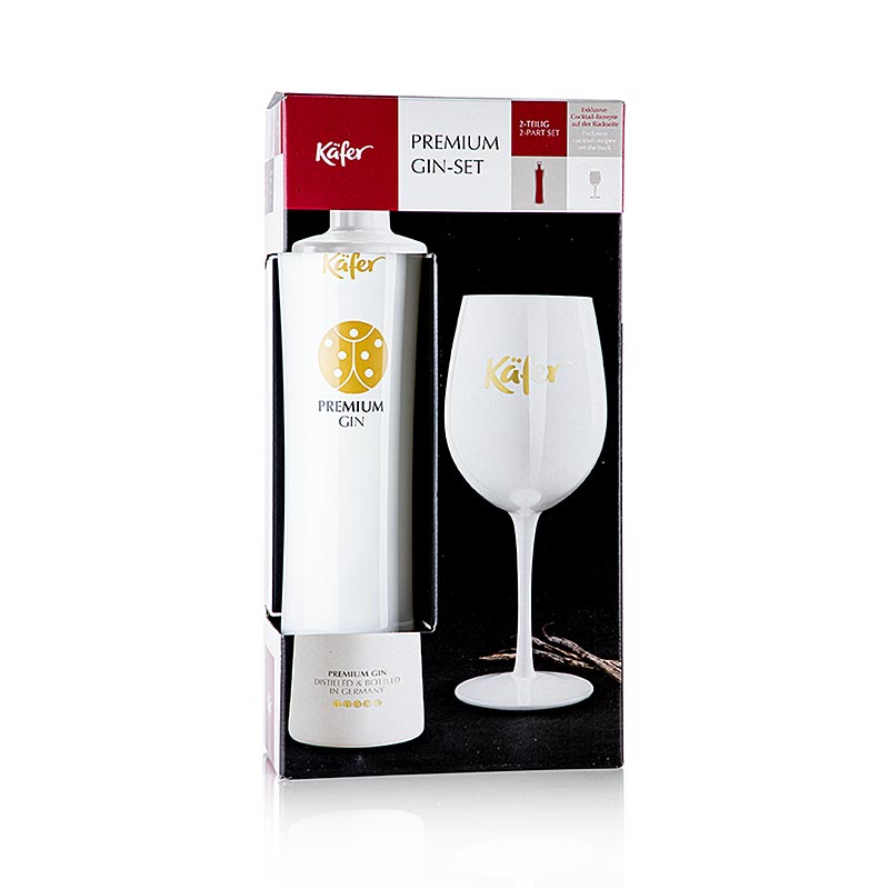 Käfer Gin Geschenk Set featuring 700ml bottle of gin and Käfer Kelchglas