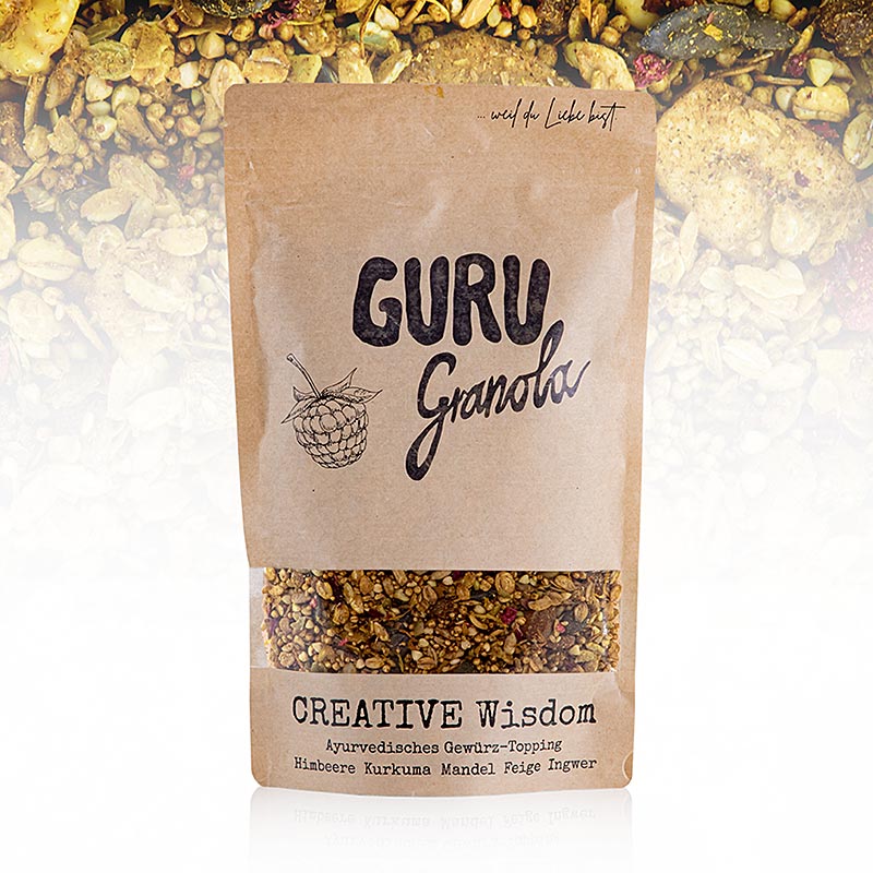 An image of 300g pack of Guru Granola - CREATIVE Wisdom, a delicious and nutritious granola product with a focus on creativity and wisdom