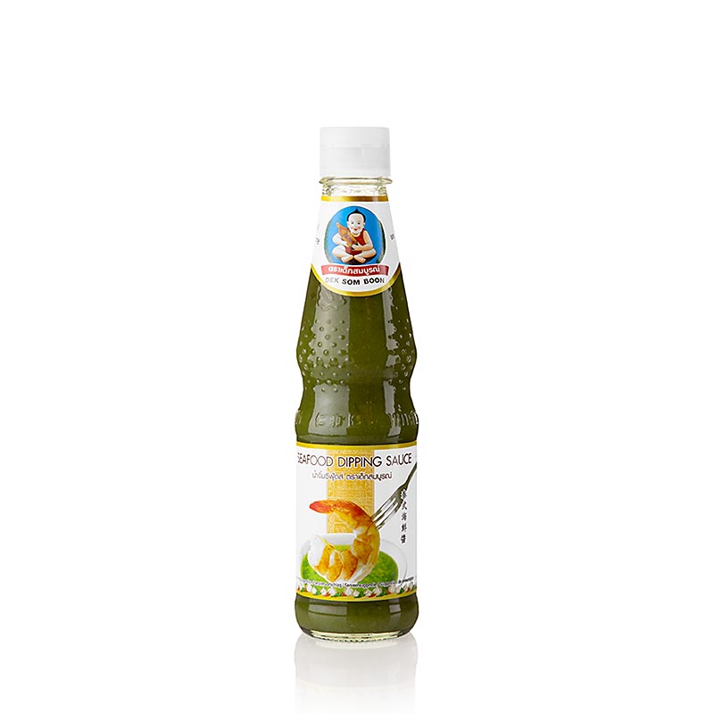 German: Eine Flasche der Grüne Chili-Sauce Seafood von Healthy Boy, ideal für Meeresfrüchte, 300 ml