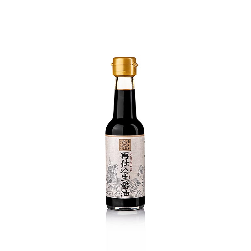 Alt text: Authentic Japanese Shoyu Saishikomi Nama Sojasauce from Fueki, Japan in a 150 ml bottle, perfect for adding rich umami flavor to your dishes