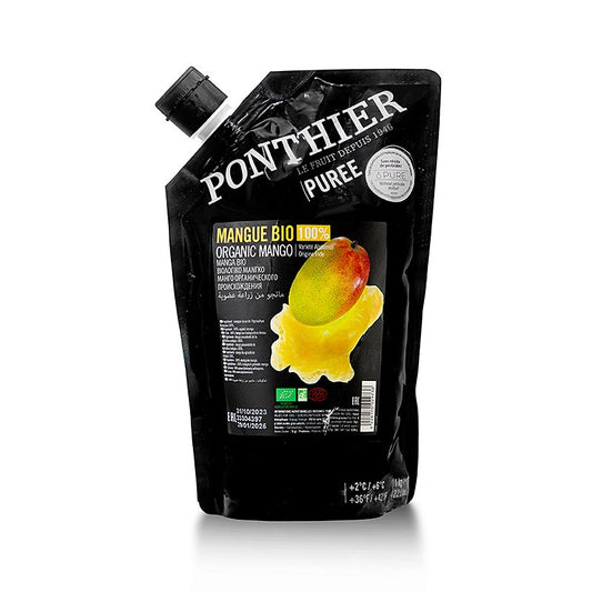 Ponthier Mango Püree, 100% BIO, 1 kg, ideal für leckere exotische Desserts und Cocktails