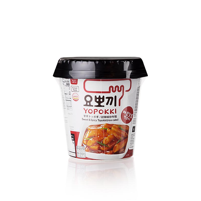 Sweet and spicy YOPOKKI Reiskuchen Snack Cup, 140 g, convenient on-the-go snack (English)