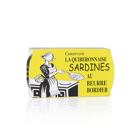 Can of Sardines in Breton Bordier Butter, La Quiberonnaise, 115g, delicious seafood (English)