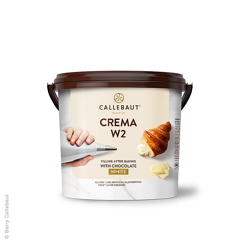 Großhandelspackung mit 5 kg Crema-Weiß W2, einer köstlichen Mischung aus weißer Schokolade von Callebaut (FMW?R1435?651)